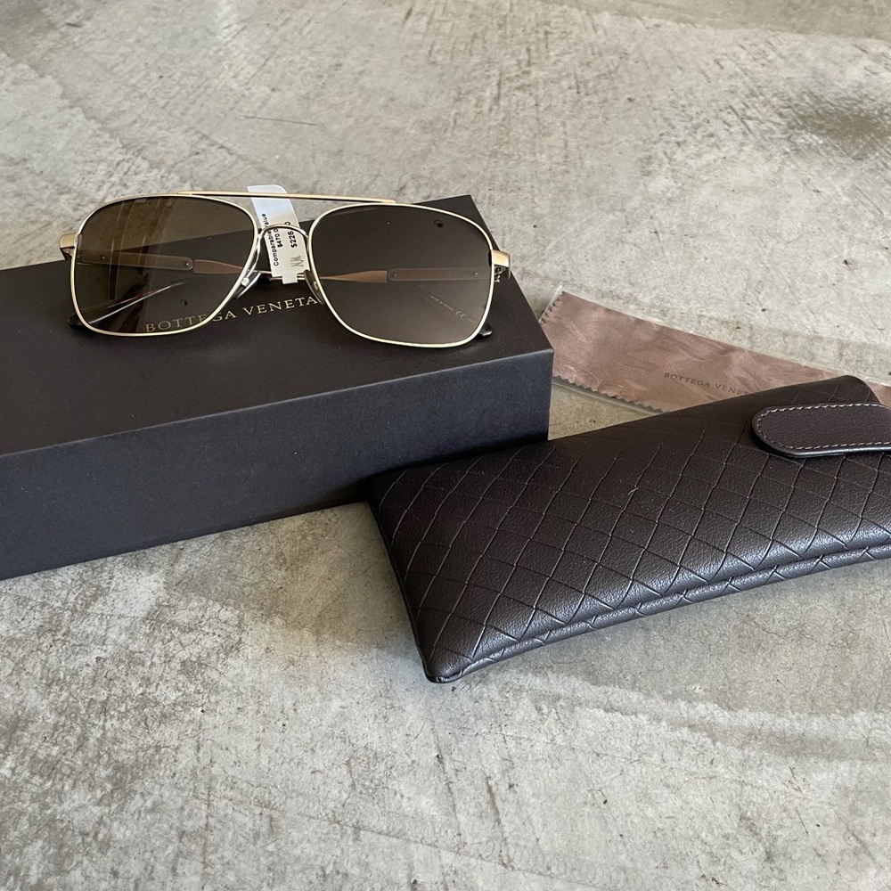 Bottega Veneta Gold Intrecciato Sunglasses